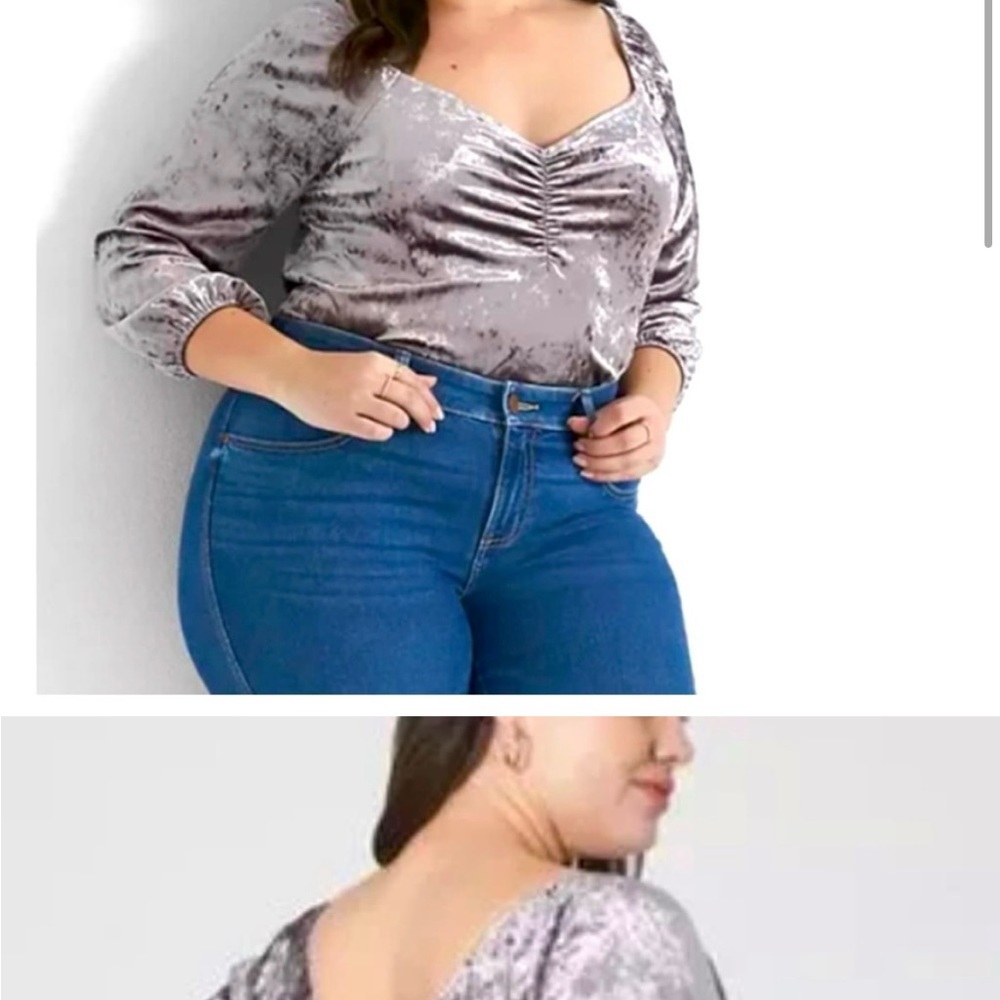 Lane Bryant Crushed Velvet Top Balloon Sleeves NWT 22/24‎